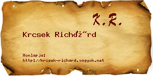 Krcsek Richárd névjegykártya